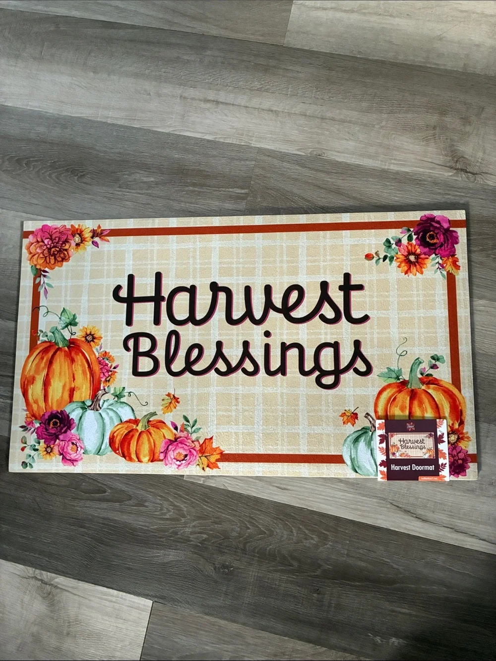 NWT- Harvest Blessings- Fall Doormat with Anti Skid Rubber Back 16x28